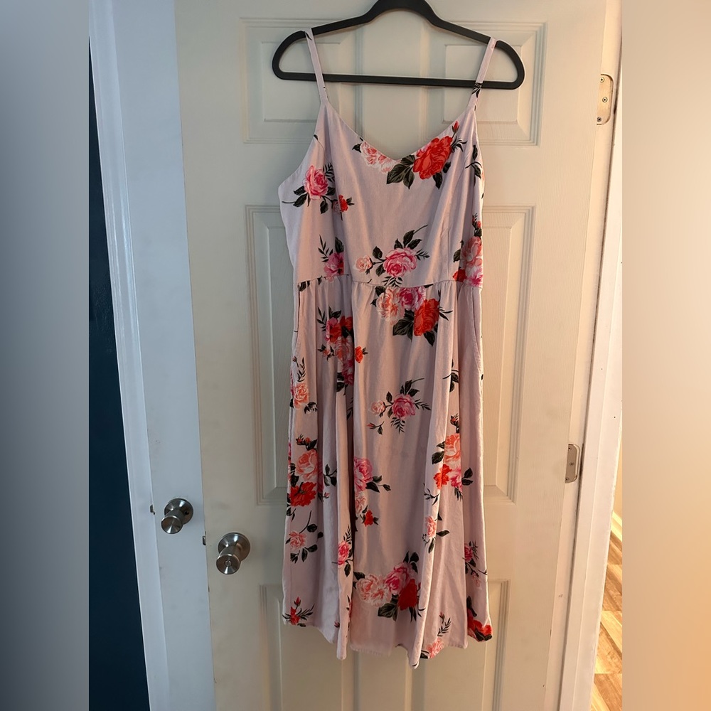 Old Navy smocked back floral midi cami dress